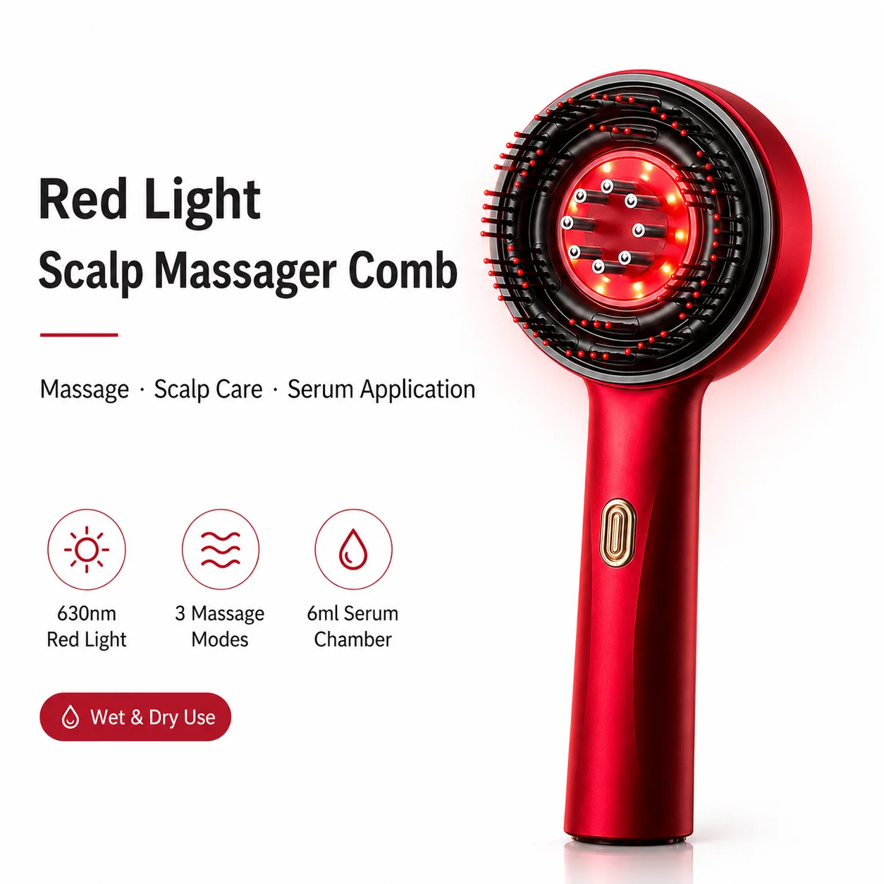 Hair Care Serum - Red Light Scalp Massager Comb 630nm