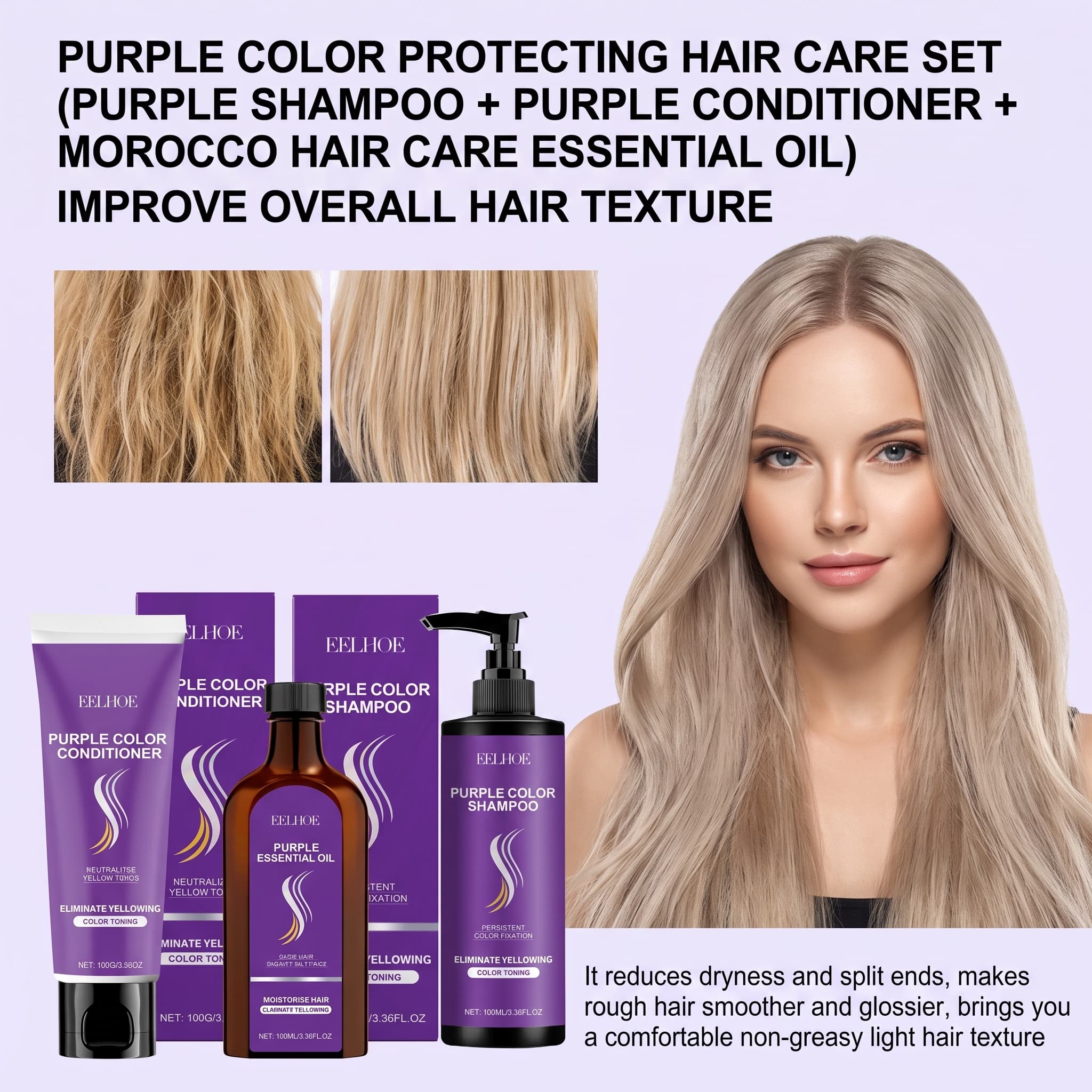Purple Shampoo Set With Condit - Hair Care Serum ulasan dan harga