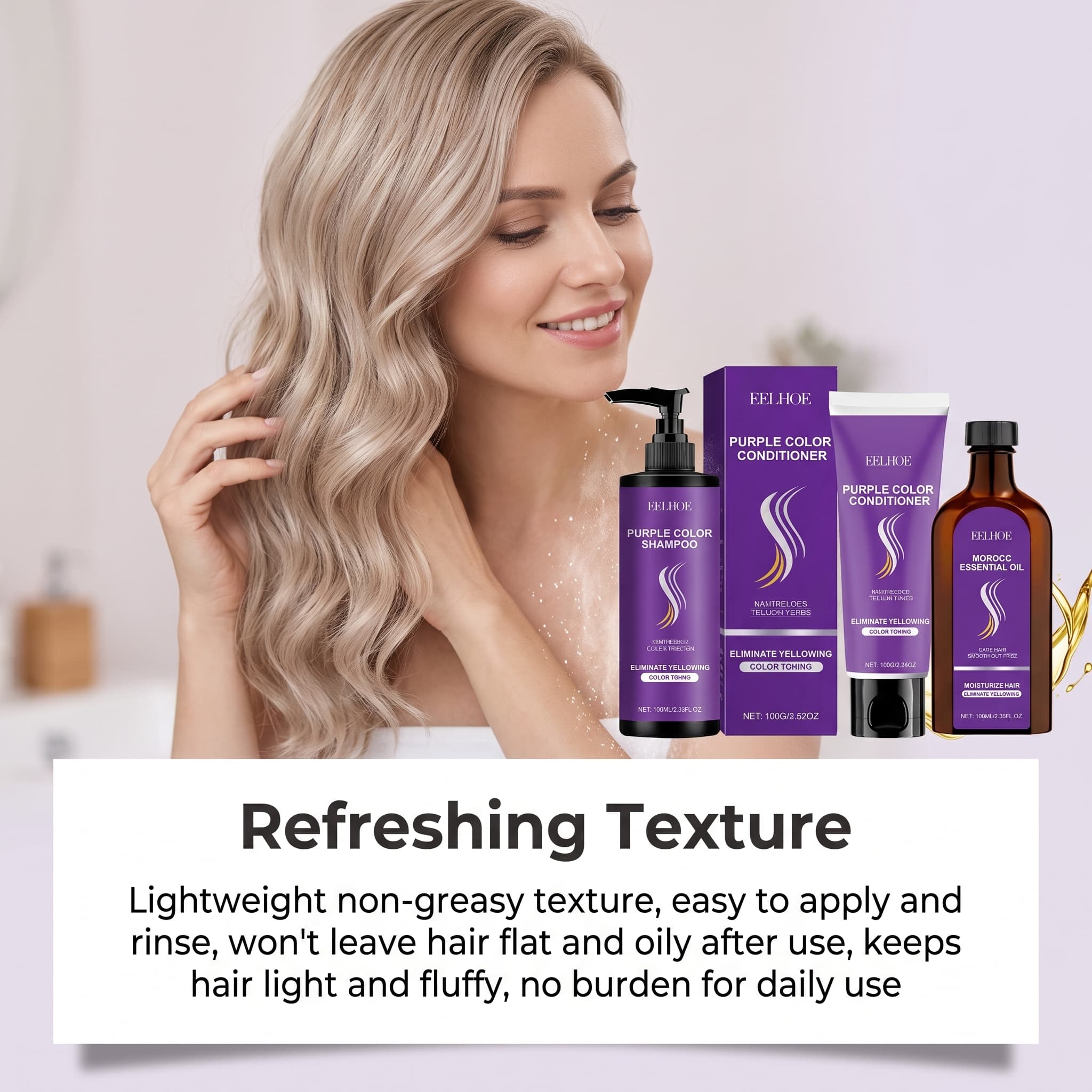 Purple Shampoo Set With Condit - Hair Care Serum ulasan dan harga