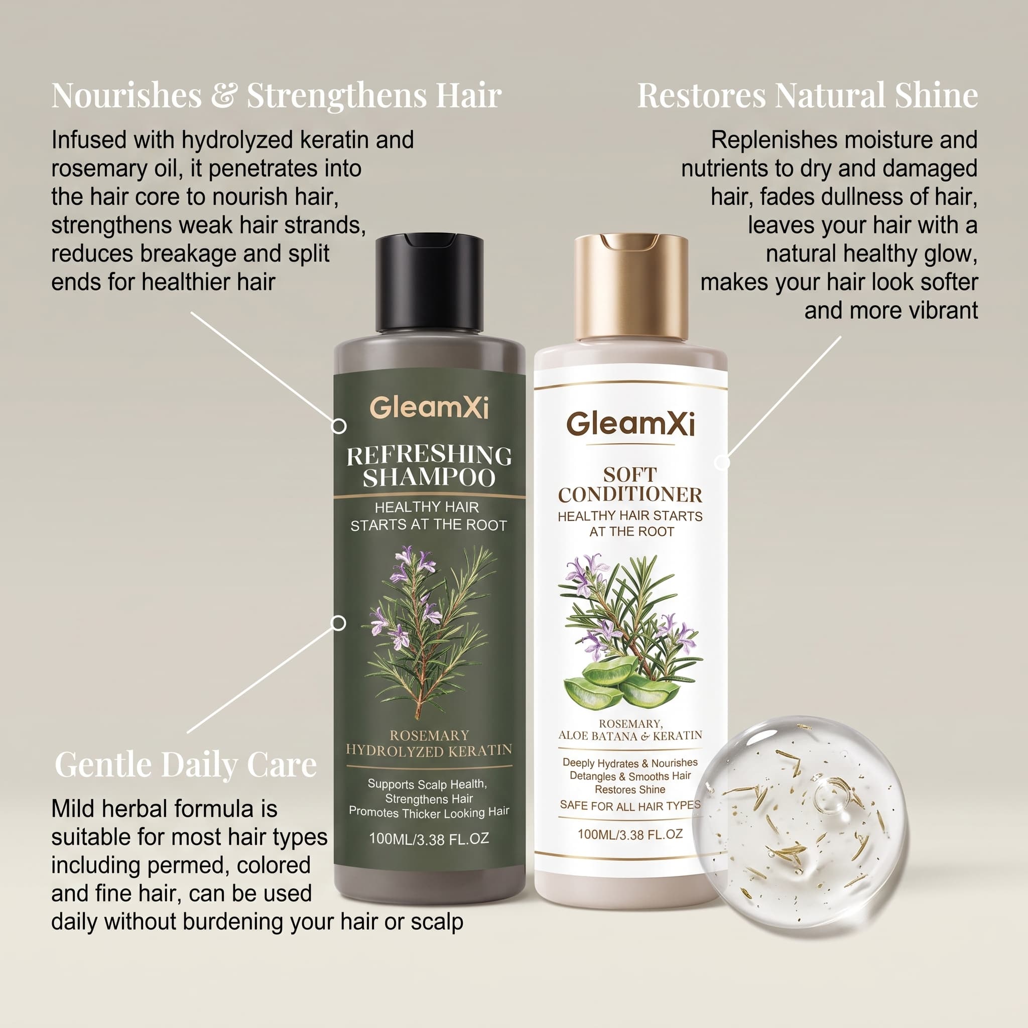 Rosemary Shampoo Conditioner S - Hair Care Keratin Shampoo ulasan dan harga