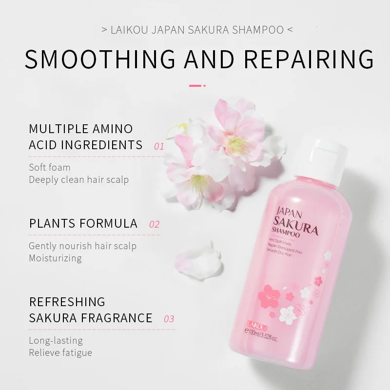 LAIKOU Japan Sakura  Shampoo R - Hair Care Vitamin E ulasan dan harga